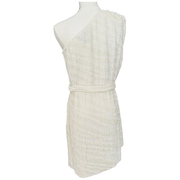 Retrofete Ella Sequin One Shoulder Mini Dress In White Size S - Picture 14 of 14